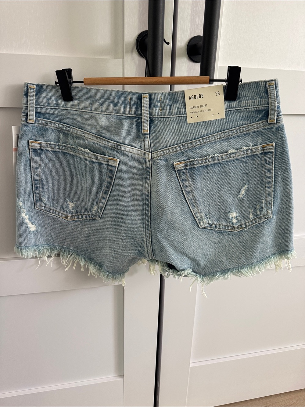 Agolde Light Blue Parker Cutoff Denim Shorts